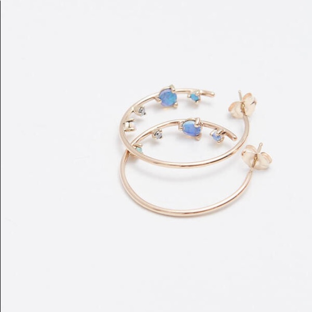 NEW $1500 WWAKE Inverted Opal Diamond Hoop Earring - Picture 1 of 5